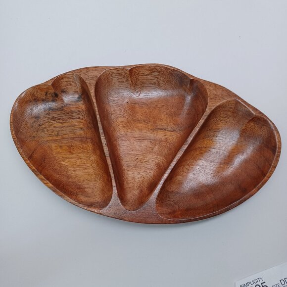 Alii Woods Honolulu Vintage Wood Tray Monkey Pod Wood 3 Sections - Picture 2 of 15